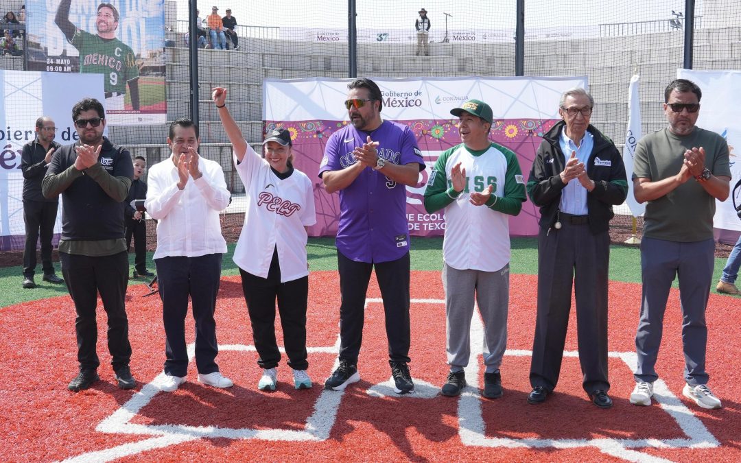 Vinicio Castilla junto a niñas, niños y jóvenes inauguraron las canchas de béisbol en el Parque Ecológico Lago de Texcoco