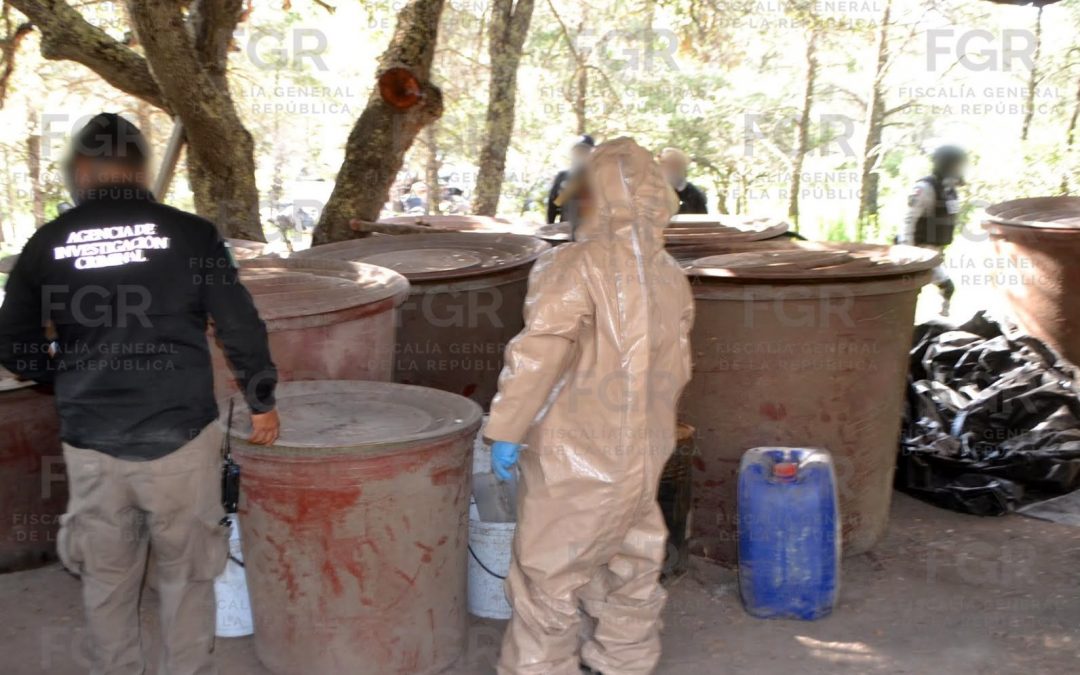 EN CATEO FGR ASEGURA PRECURSORES QUÍMICOS PROBABLEMENTE UTILIZADOS PARA LA ELABORACIÓN DE DROGAS SINTÉTICAS